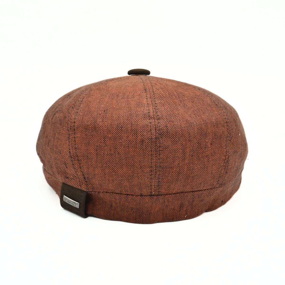 Rustico Linen Newsboy Hat with a button on a white background