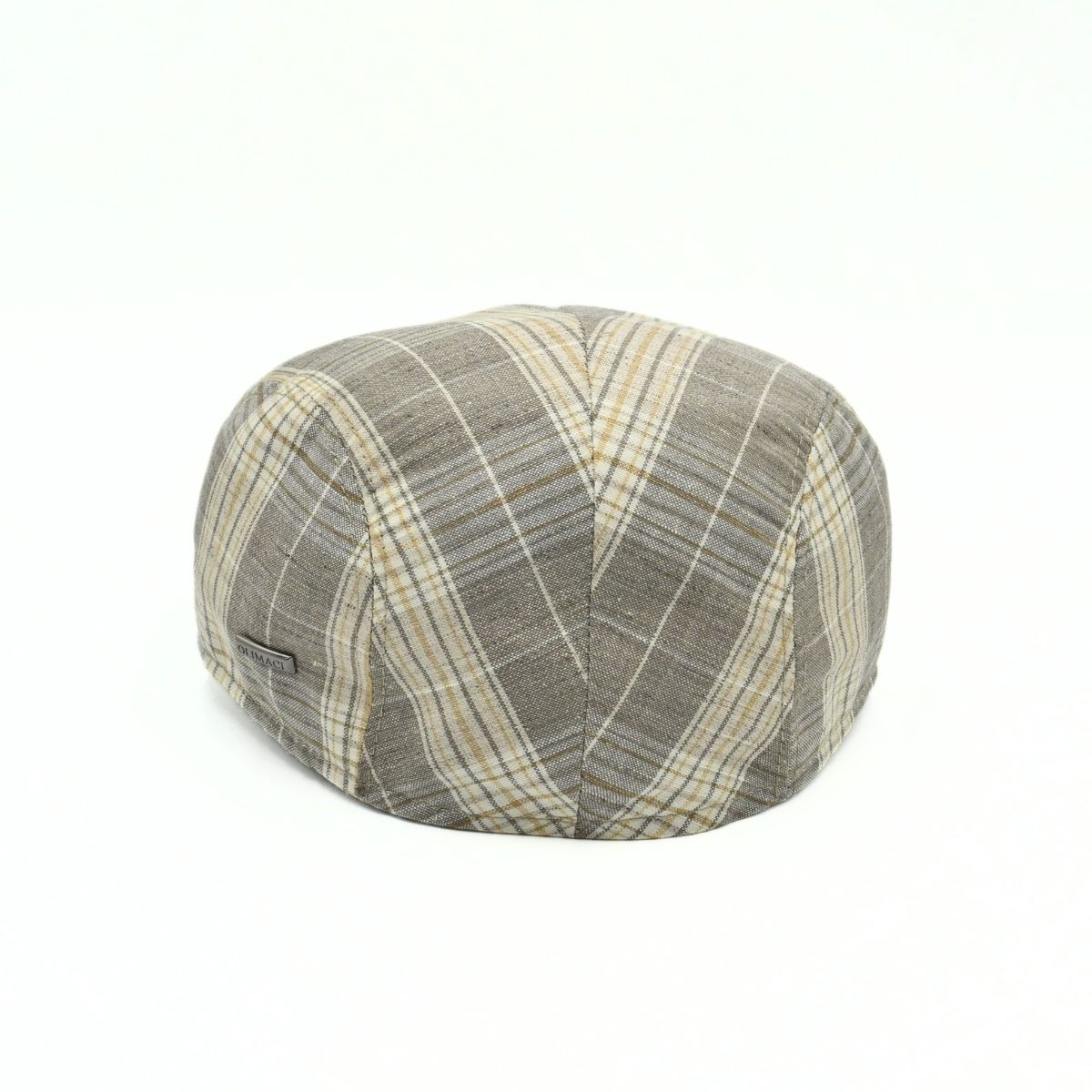 beige Trieste Plaid Driver Cap on white background