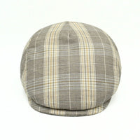 beige Trieste Plaid Driver Cap on white background
