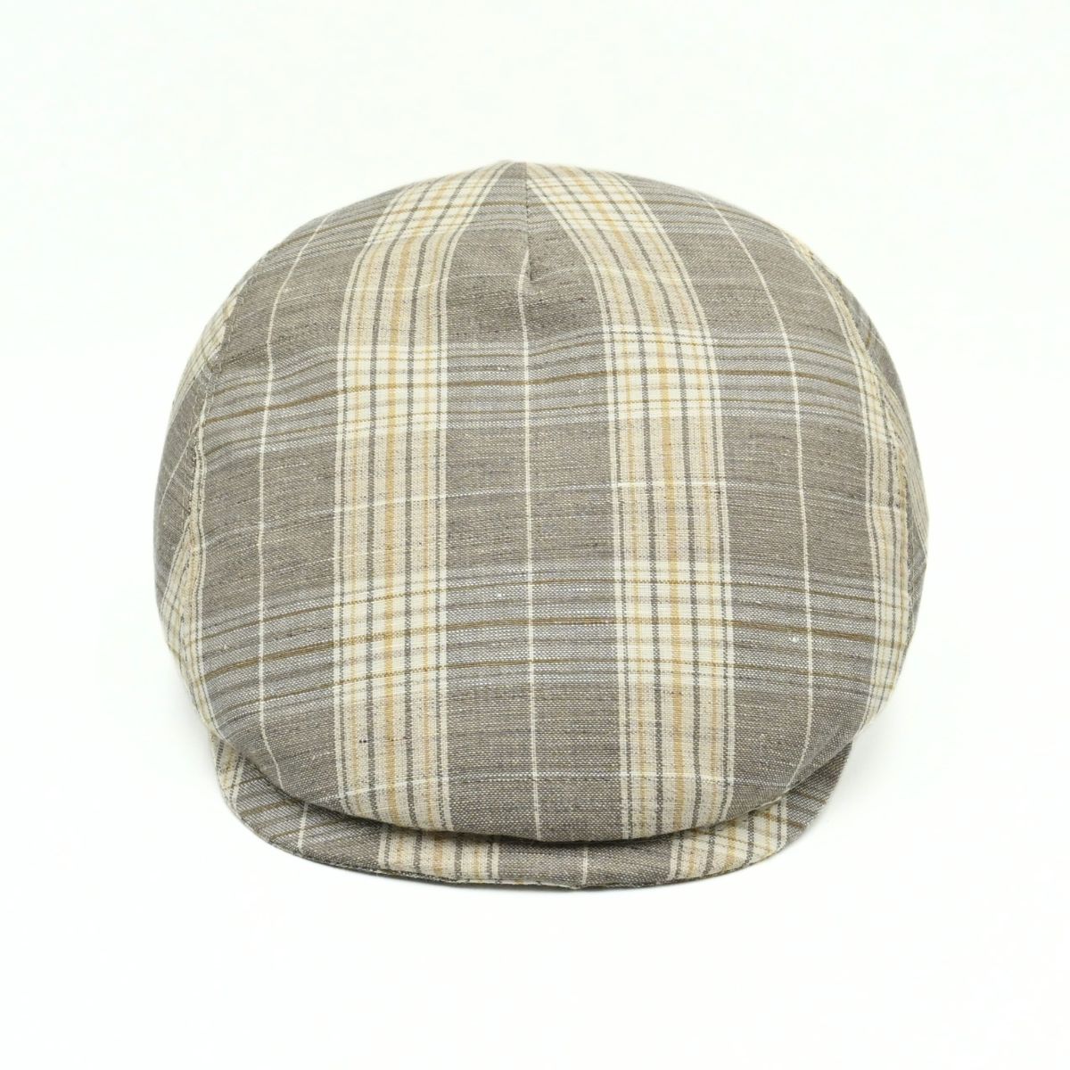 beige Trieste Plaid Driver Cap on white background