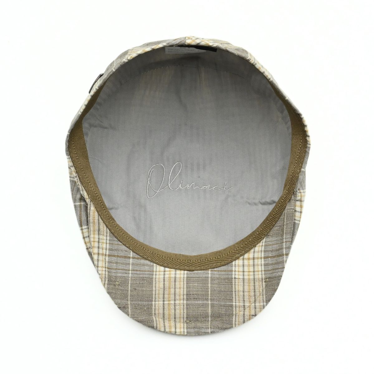 beige Trieste Plaid Driver Cap on white background