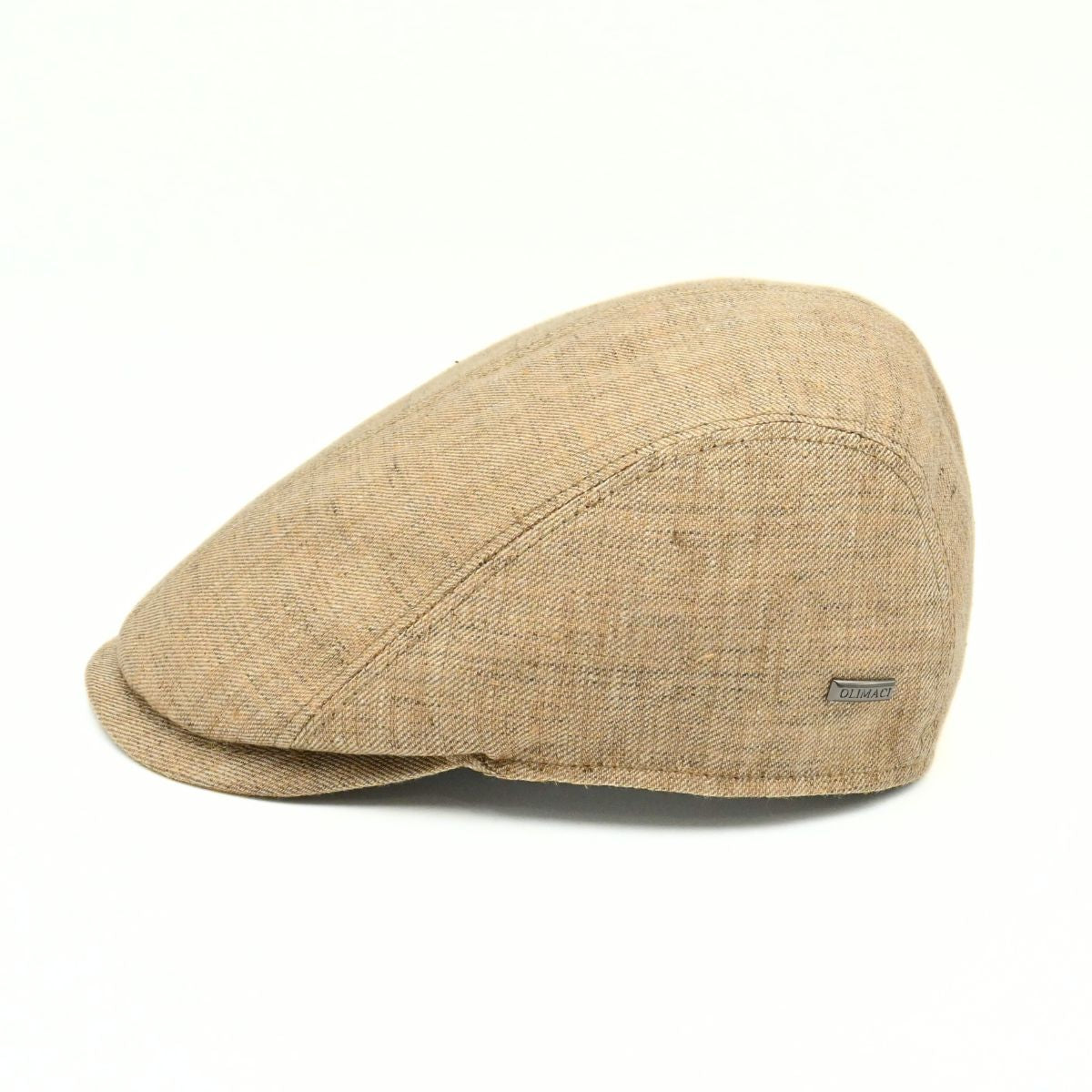 Taupe Rapallo Linen Flat Cap on white background