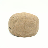 Taupe Rapallo Linen Flat Cap on white background
