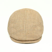 Taupe Rapallo Linen Flat Cap on white background