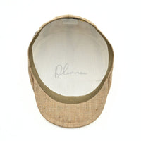 Taupe Rapallo Linen Flat Cap on white background