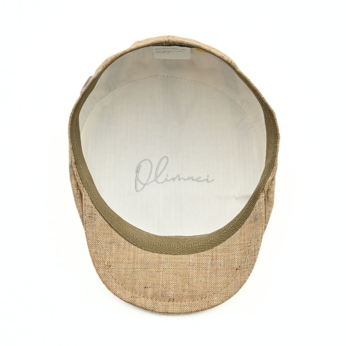 Taupe Rapallo Linen Flat Cap on white background