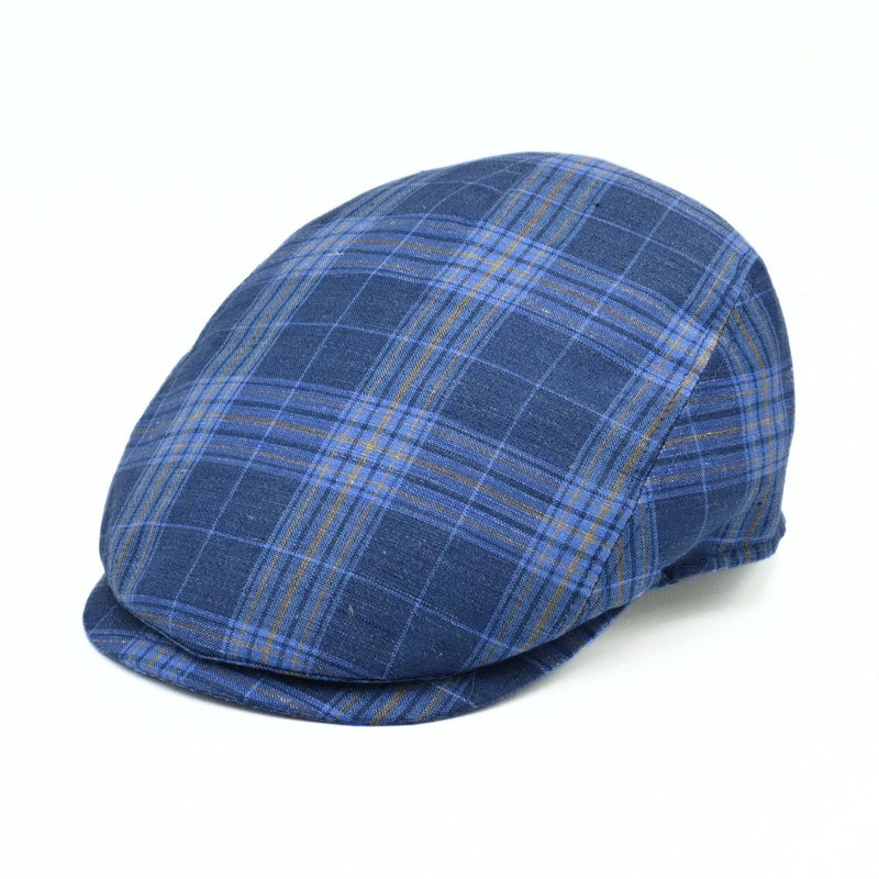 Blue Portofino Cap. Summer Italian linen cap on white background