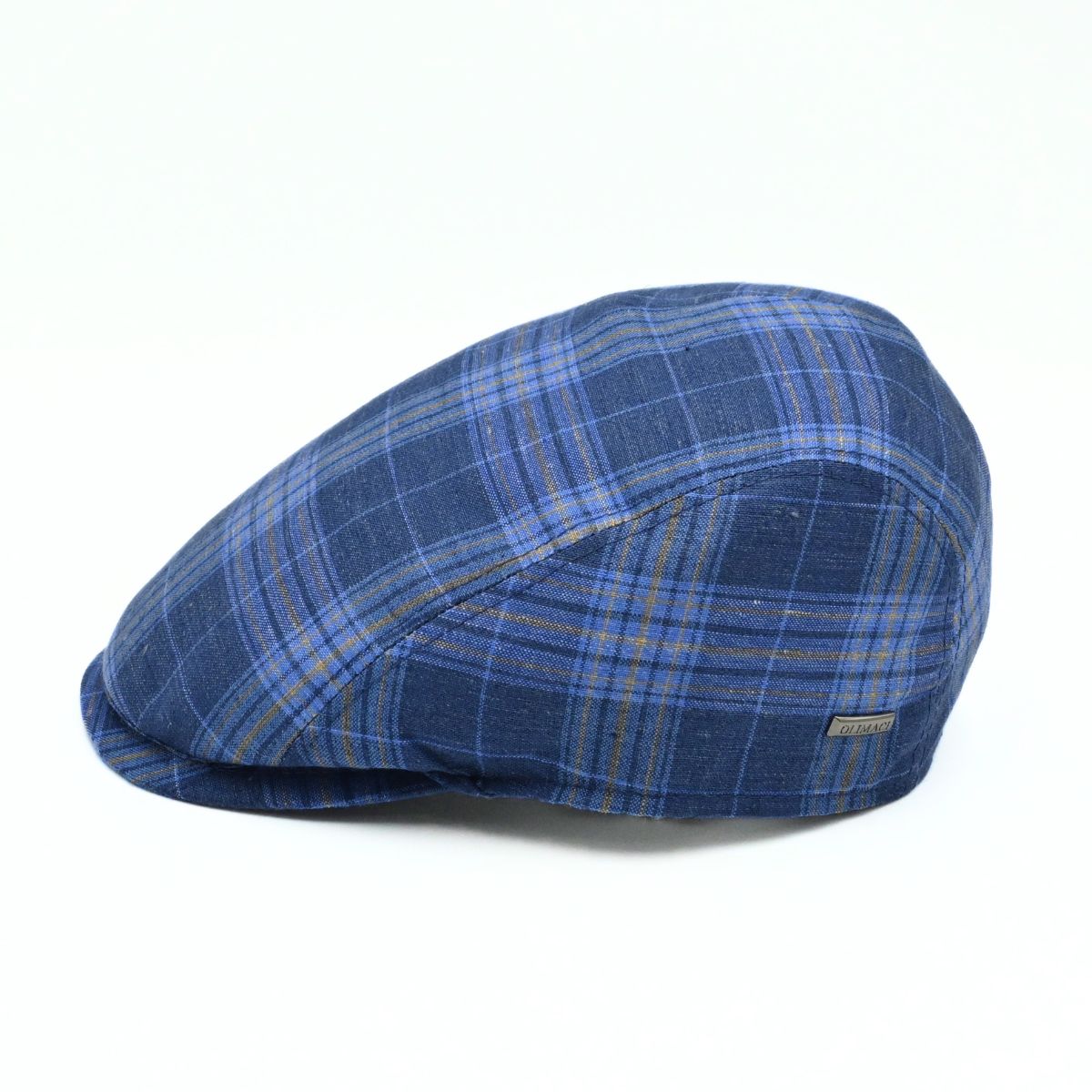 Blue Portofino Cap. Summer Italian linen cap on white background