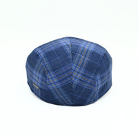 Blue Portofino Cap. Summer Italian linen cap on white background