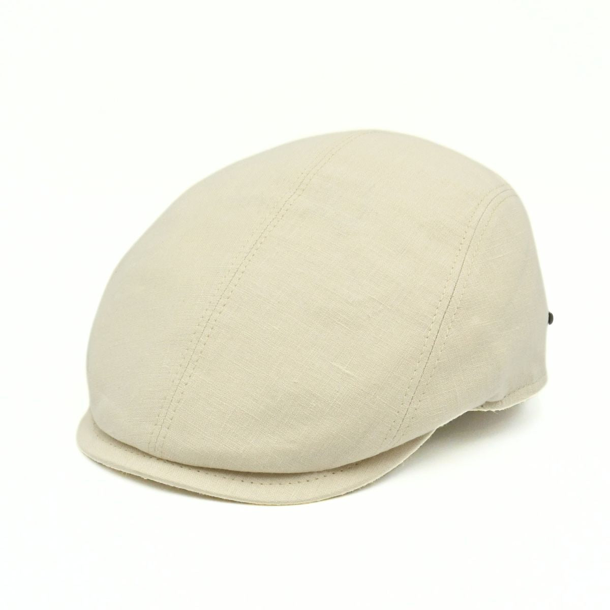 ecru Rapallo Linen Flat Cap on white background