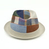multicolor Italian patchwork pork pie hat on white background