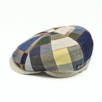 Multicolor Italian Patchwork Newsboy Hat on white background