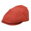 Red Italian nubuck leather driver cap – front view, men’s luxury flat cap