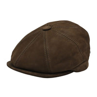 Brown Firenze Leather Newsboy Hat front view