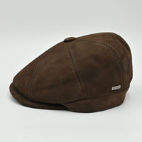 Brown Firenze Leather Newsboy Hat side view