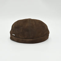 Brown Firenze Leather Newsboy Hat back view