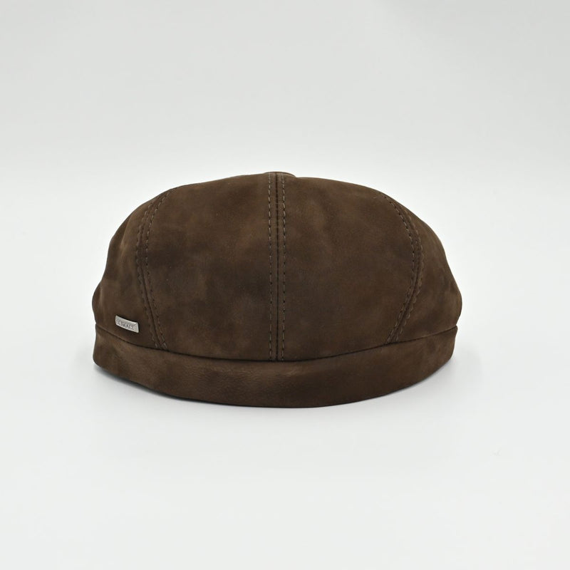 Brown Firenze Leather Newsboy Hat back view