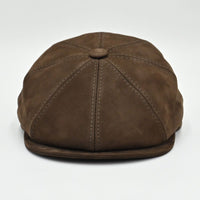 Brown Firenze Leather Newsboy Hat front view