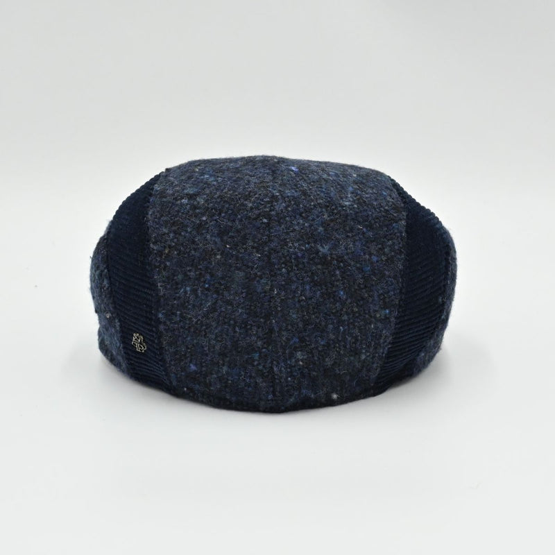 Blue Tweed Cap With Velvet Bands back view