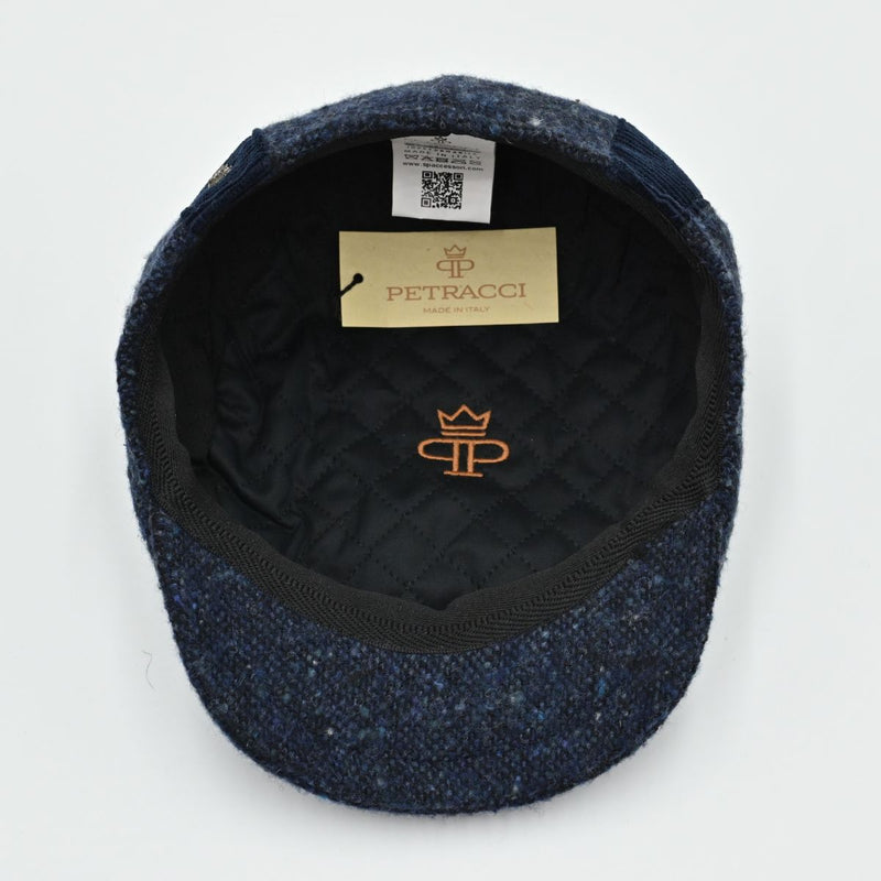 Blue Tweed Cap With Velvet Bands inside view