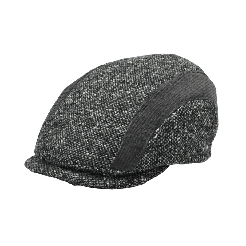 Gray Tweed Cap With Velvet Bands front view
