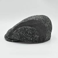 Gray Tweed Cap With Velvet Bands side view