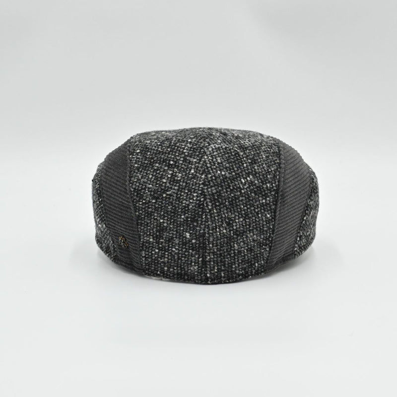 Gray Tweed Cap With Velvet Bands back view