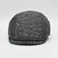 Gray Tweed Cap With Velvet Bands front view