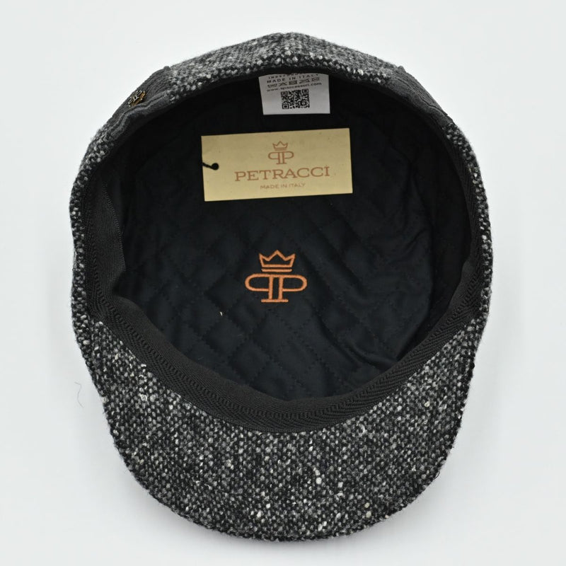 Gray Tweed Cap With Velvet Bands inside view