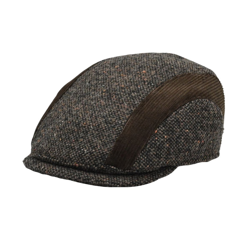 Brown Tweed Cap With Velvet Bands front view