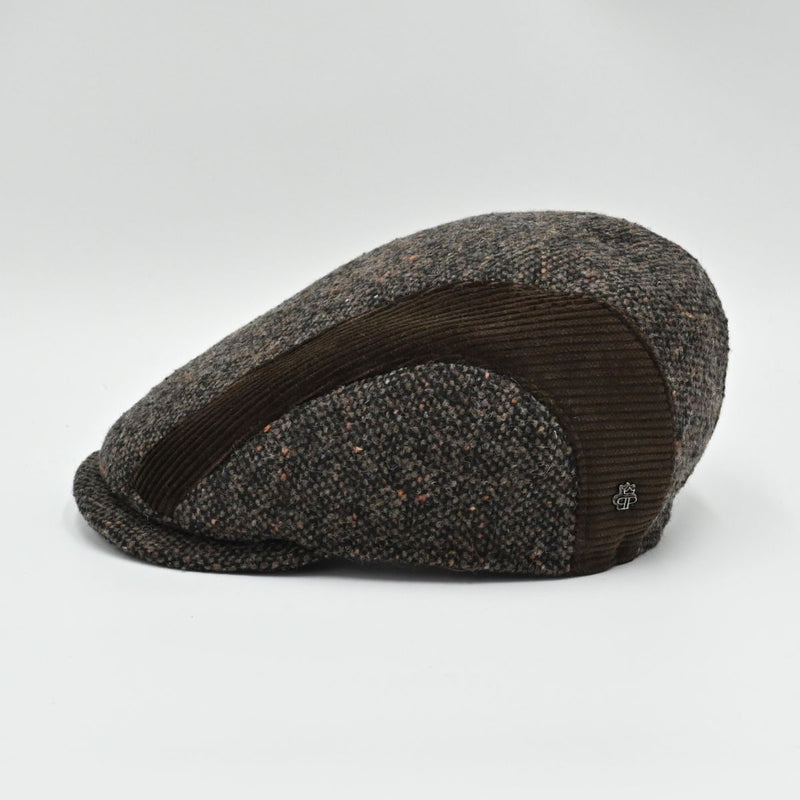 Brown Tweed Cap With Velvet Bands side view