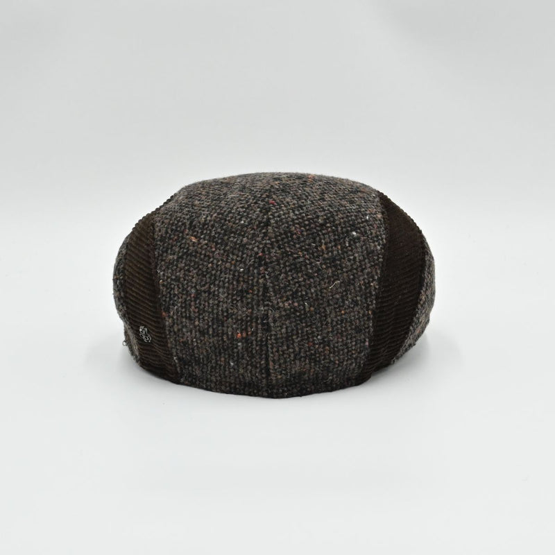 Brown Tweed Cap With Velvet Bands back view
