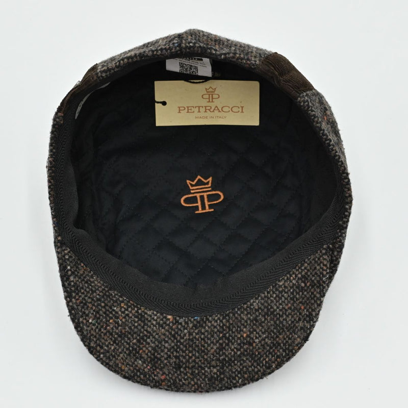 Brown Tweed Cap With Velvet Bands inside view