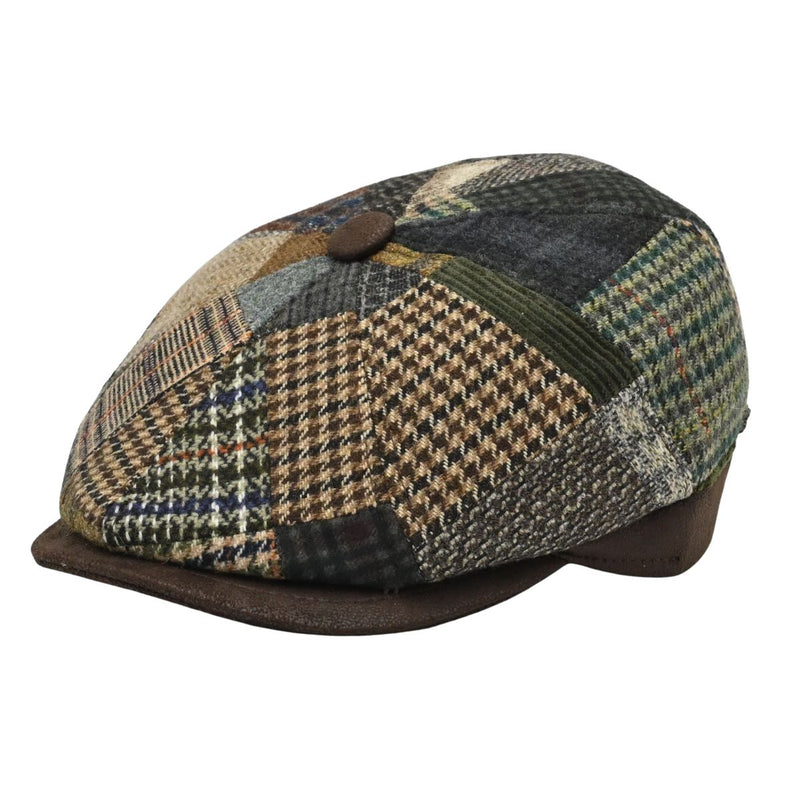 Brown Irish Newsboy Patchwork Hat front view