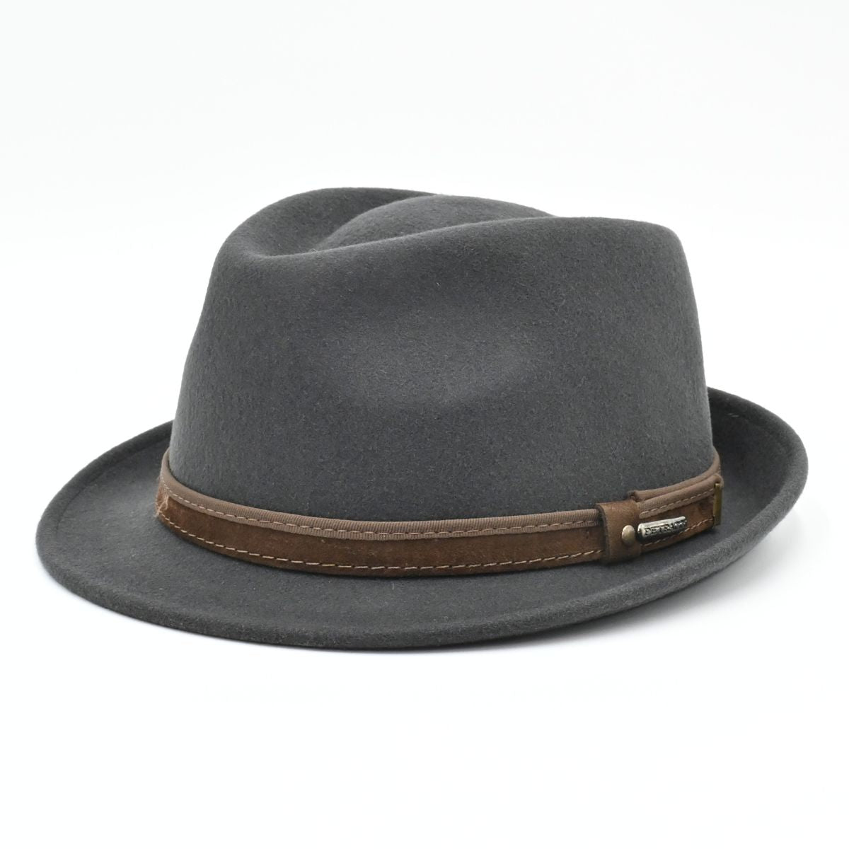 Grey Alpine Hat front view on white background