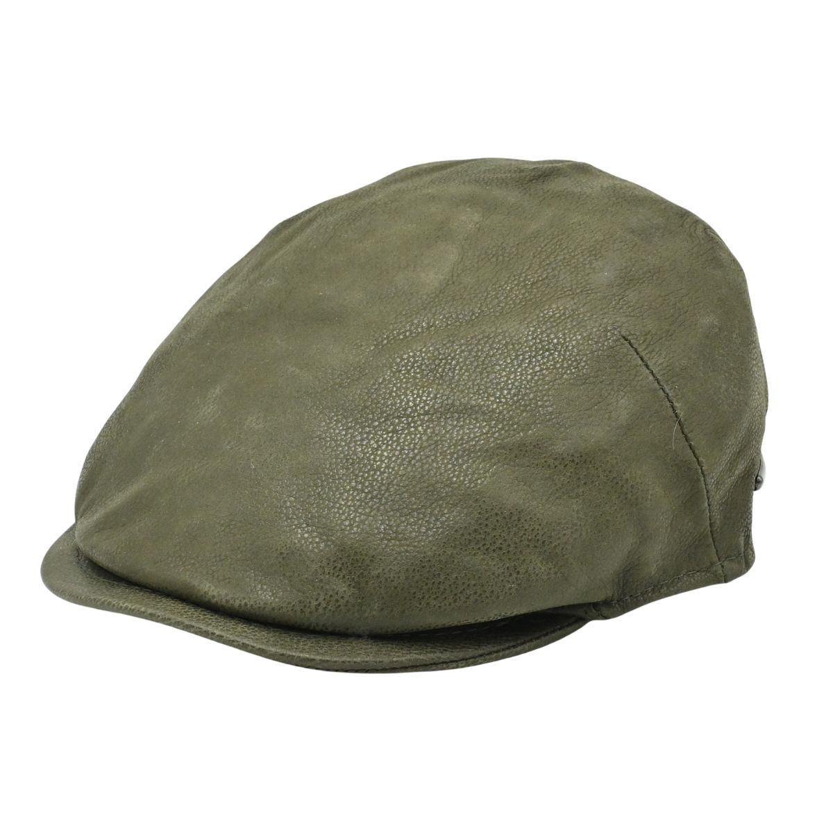 Green Hammered Nappa Leather Driver Cap front view