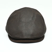 Brown Hammered Nappa Leather Driver Cap front view
 