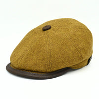 mustard color Irish Newsboy Shetland Wool Hat front view