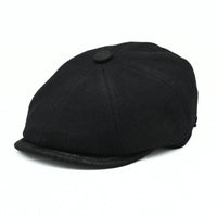 black color Irish Newsboy Shetland Wool Hat front view