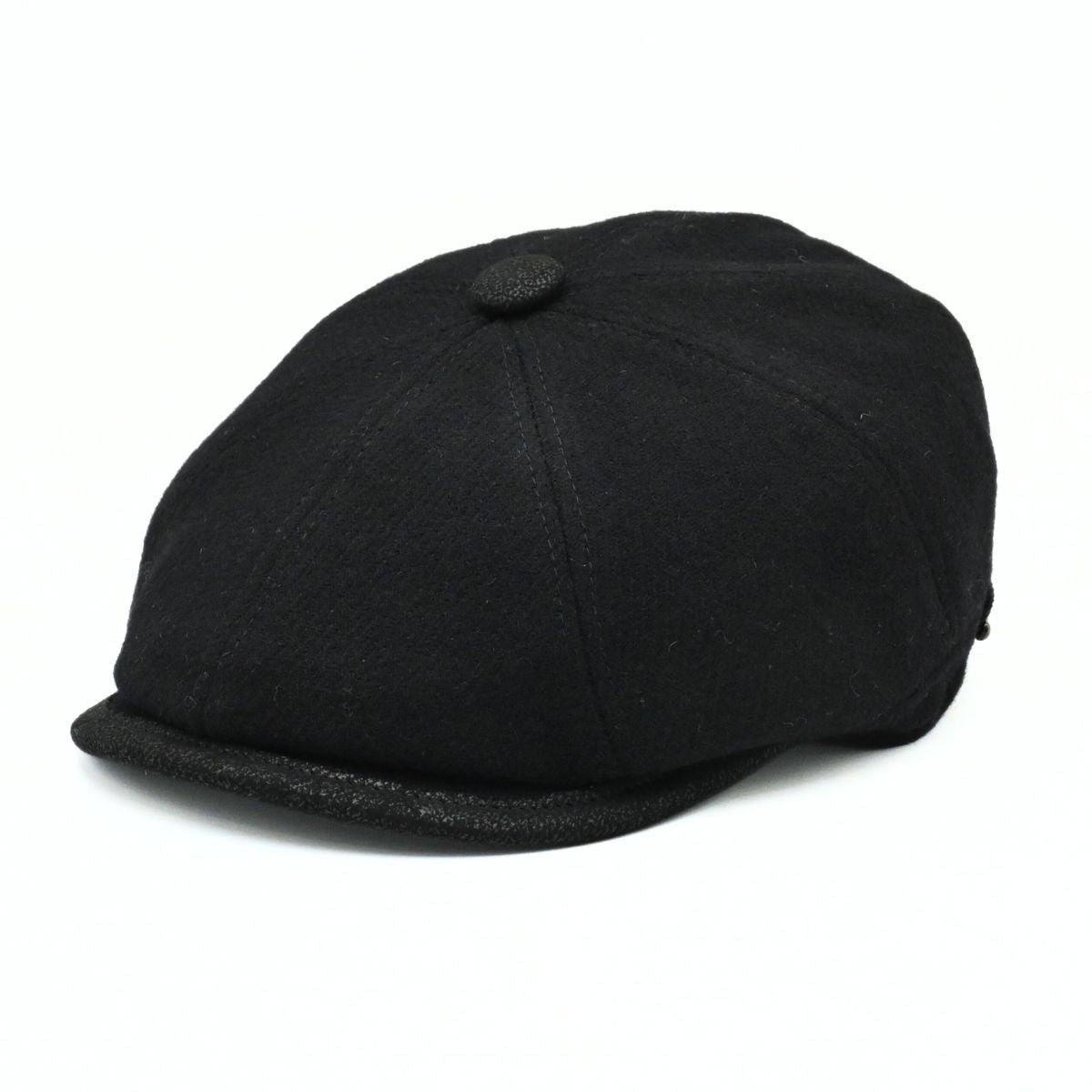 black color Irish Newsboy Shetland Wool Hat front view