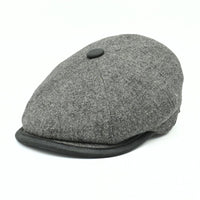 grey color Irish Newsboy Shetland Wool Hat front view