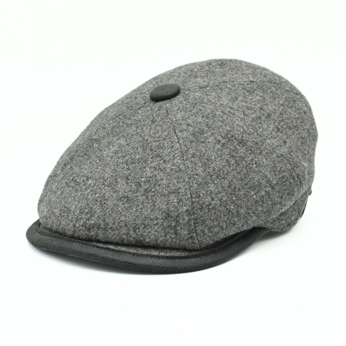 grey color Irish Newsboy Shetland Wool Hat front view
