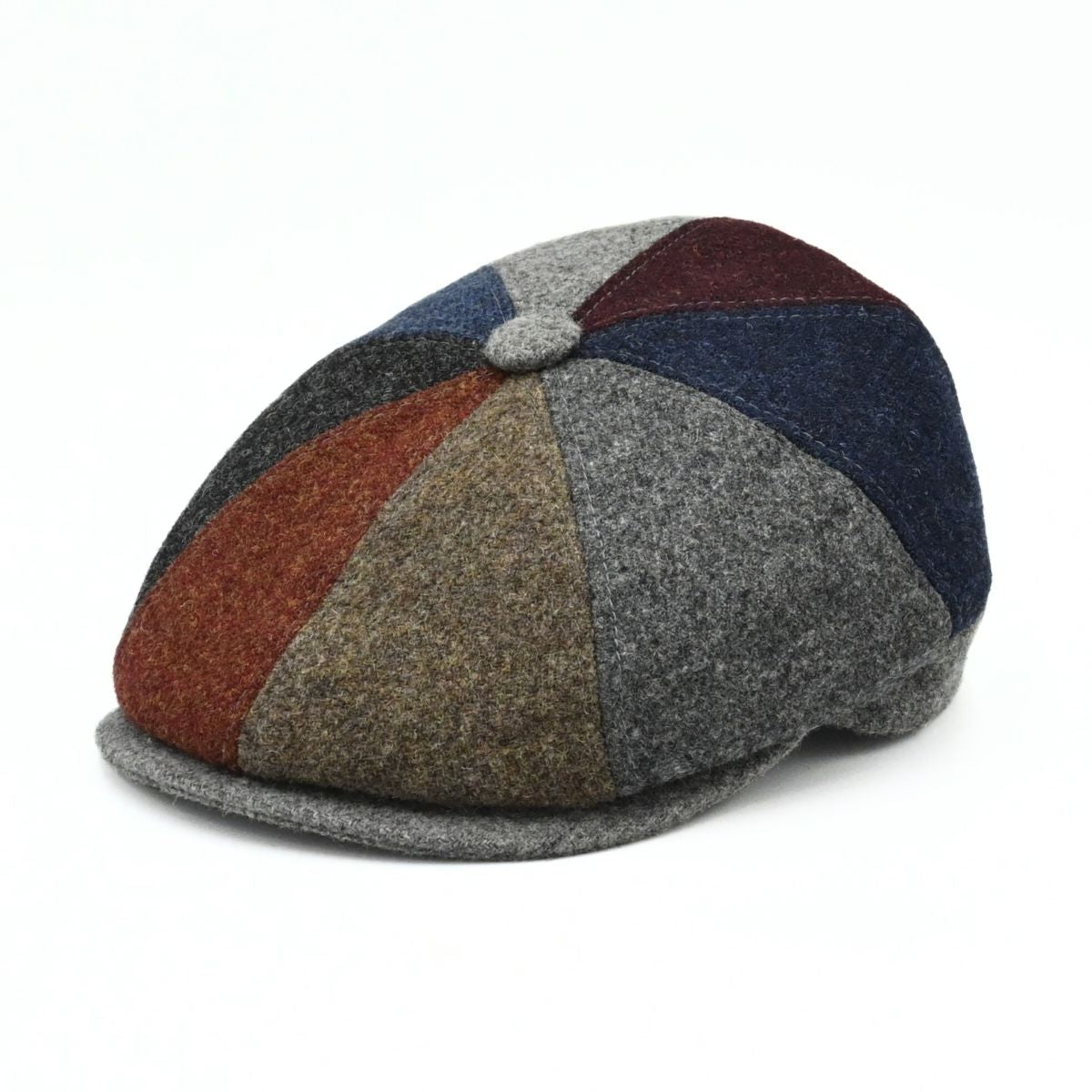 Multicolor Irish Newsboy Shetland Wool Hat front view