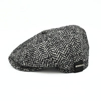 Grey Herringbone Pattern Newsboy Hat side view