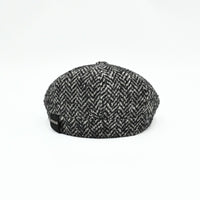 Grey Herringbone Pattern Newsboy Hat back view