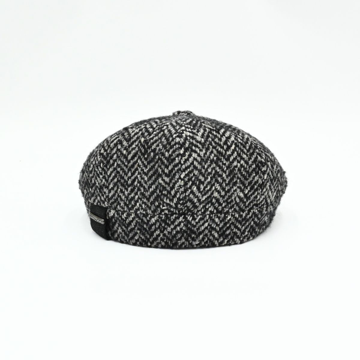 Grey Herringbone Pattern Newsboy Hat back view