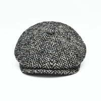 Grey Herringbone Pattern Newsboy Hat front view