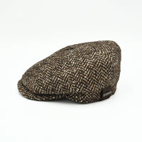 brown Herringbone Pattern Newsboy Hat side view