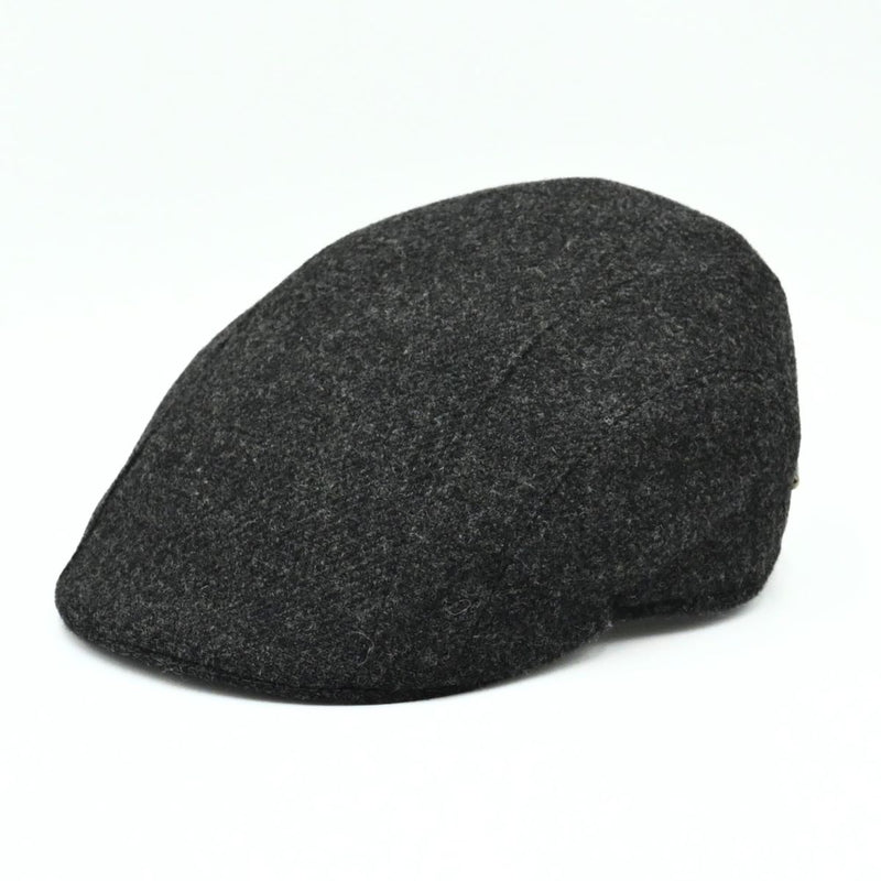 Grey shetland Wool Driver Cap front view