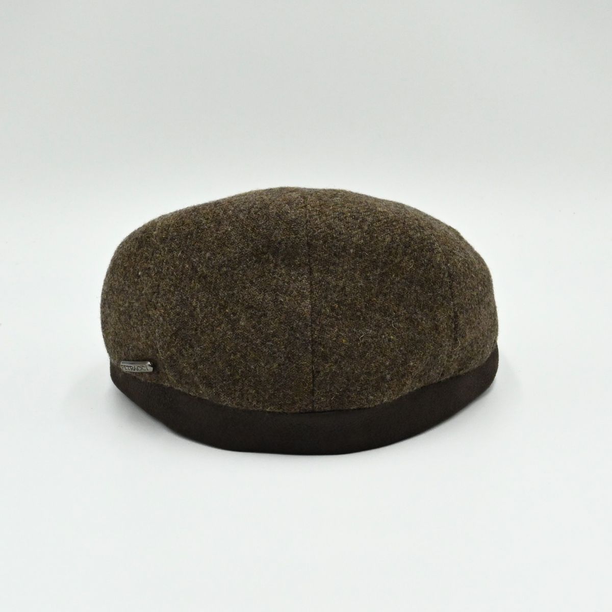 Brown Solid Color Shetland Wool Cap back view